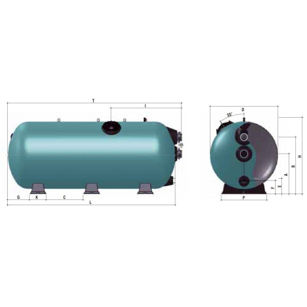  TURBIDRON HORIZONTAL D=1000 , L=1500 , . 90 , (H  - 0,6 ) 02197161